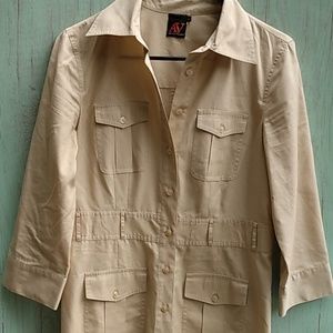 Adrienne Vittadini tan shirt dress sz 4